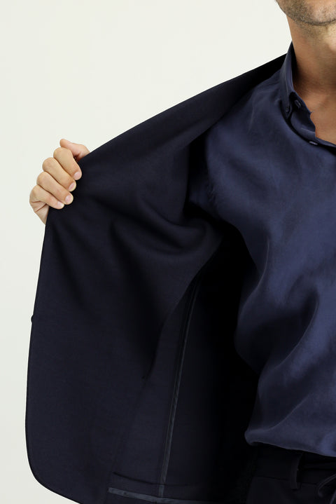 Dark Navy 7 Drop Super Slim Fit Extra Narrow Cut Seasonal Suit with Elastic Waist and Drawstring