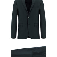 Dark Green 7 Drop Super Slim Fit Extra Narrow Cut Patterned Suit