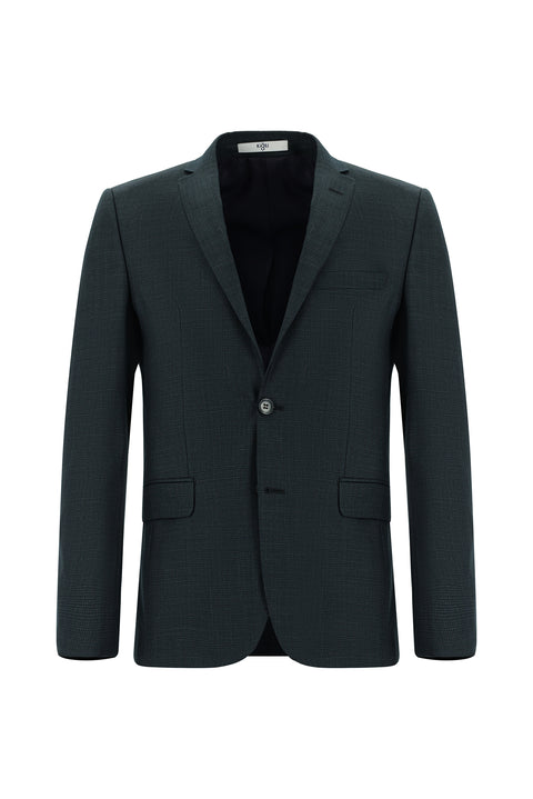Dark Green 7 Drop Super Slim Fit Extra Narrow Cut Patterned Suit