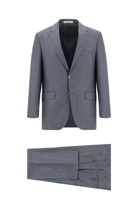 Dark Gray 4-Drop Relaxed Fit Patterned Suit