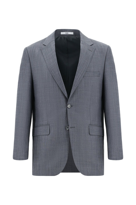 Dark Gray 4-Drop Relaxed Fit Patterned Suit