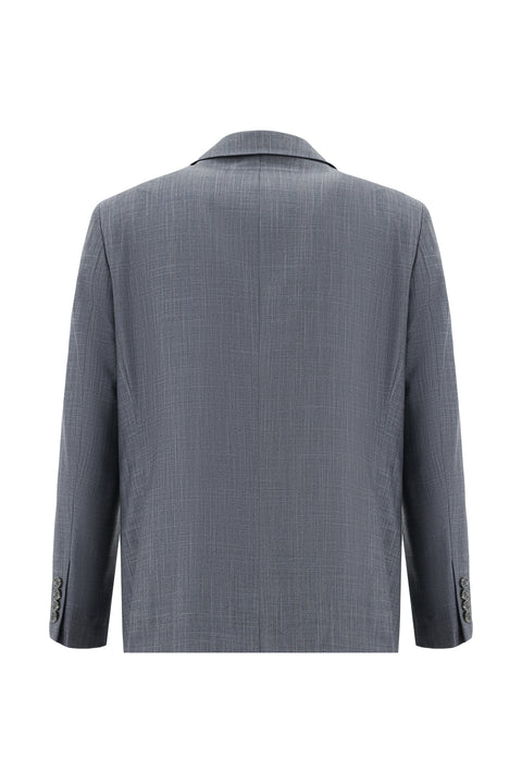 Dark Gray 4-Drop Relaxed Fit Patterned Suit
