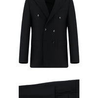 Black 6-Drop Regular Fit Standard Cut Double-Breasted Suit