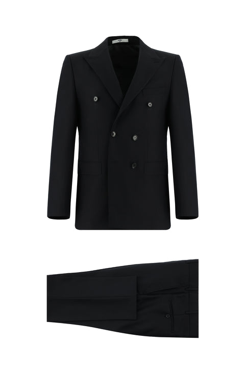 Black 6-Drop Regular Fit Standard Cut Double-Breasted Suit