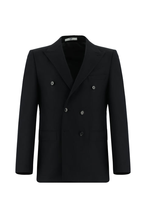 Black 6-Drop Regular Fit Standard Cut Double-Breasted Suit