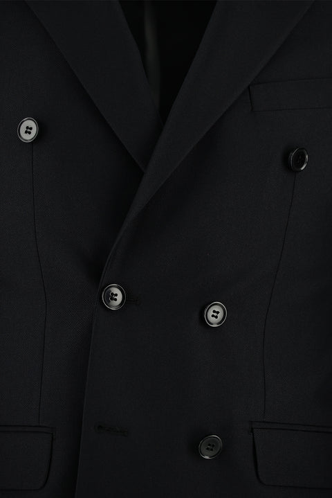 Black 6-Drop Regular Fit Standard Cut Double-Breasted Suit