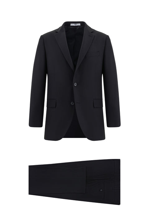 Black 6 Drop Regular Fit Standard Cut Patterned Suit
