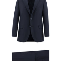 Dark Navy 6 Drop Regular Fit Standard Cut Patterned Suit