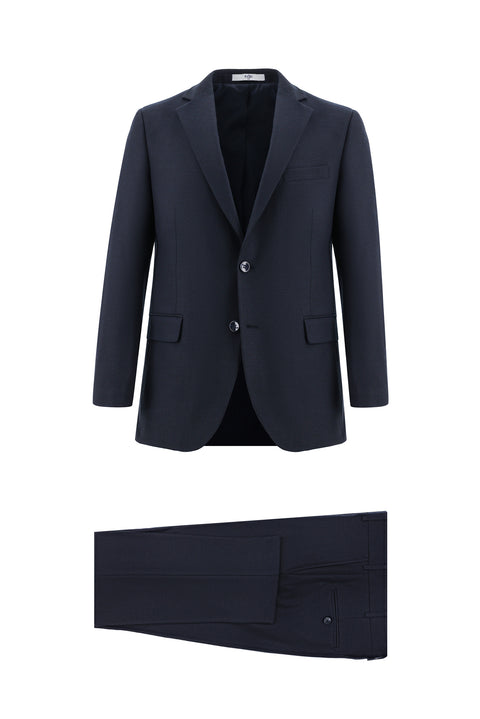 Dark Navy 6 Drop Regular Fit Standard Cut Patterned Suit