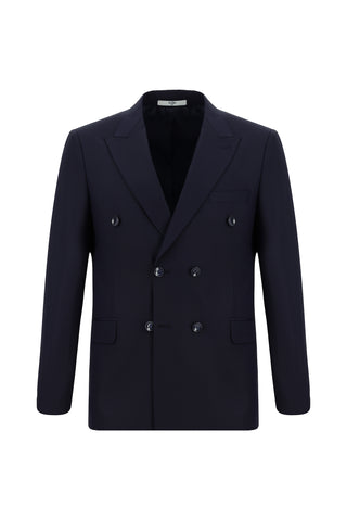 Koyu Lacivert 6 Drop Regular Fit Standart Kesim Desenli Kruvaze Takım Elbise