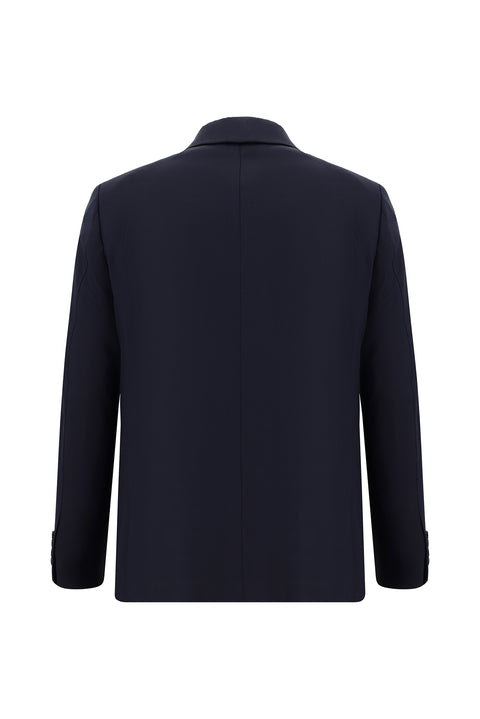 Dark Navy 6 Drop Regular Fit Standard Cut Patterned Double-Breasted Suit