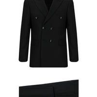 Black 7 Drop Slim Fit Patterned Double-Breasted Suit