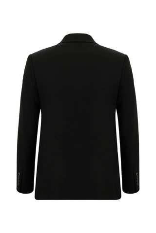  Siyah 7 Drop Slim Fit Dar Kesim Desenli Kruvaze Takım Elbise