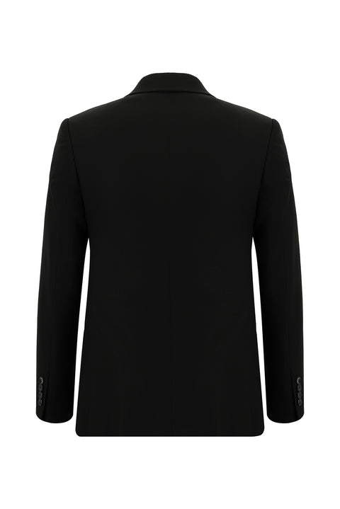 Black 7 Drop Slim Fit Patterned Double-Breasted Suit