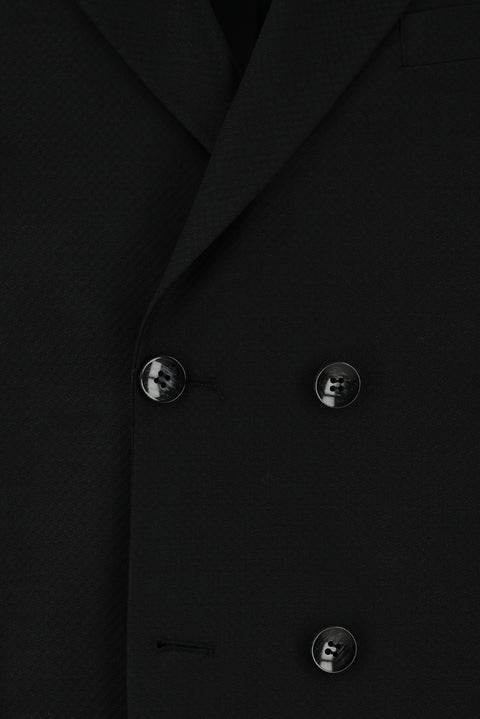 Black 7 Drop Slim Fit Patterned Double-Breasted Suit