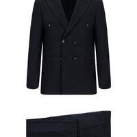Dark Navy 7 Drop Slim Fit Patterned Double-Breasted Suit