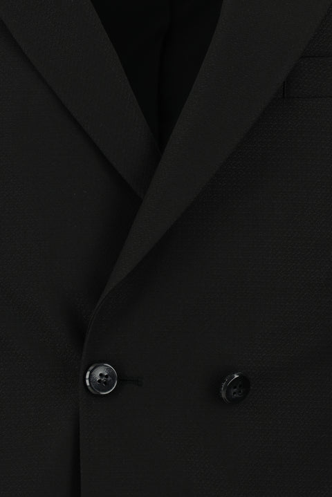 Black 7 Drop Super Slim Fit Extra Narrow Cut Patterned Double-Breasted Suit