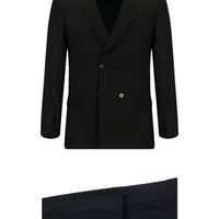 Dark Navy 7 Drop Super Slim Fit Extra Narrow Cut Patterned Double-Breasted Suit