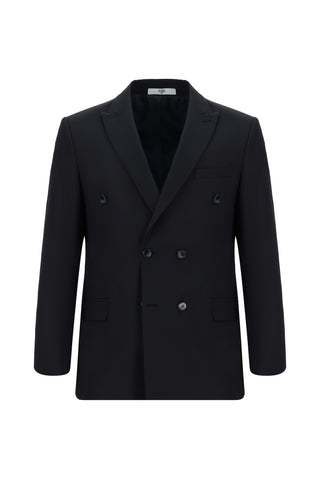  Koyu Lacivert 7 Drop Super Slim Fit Eksra Dar Kesim Desenli Kruvaze Takım Elbise