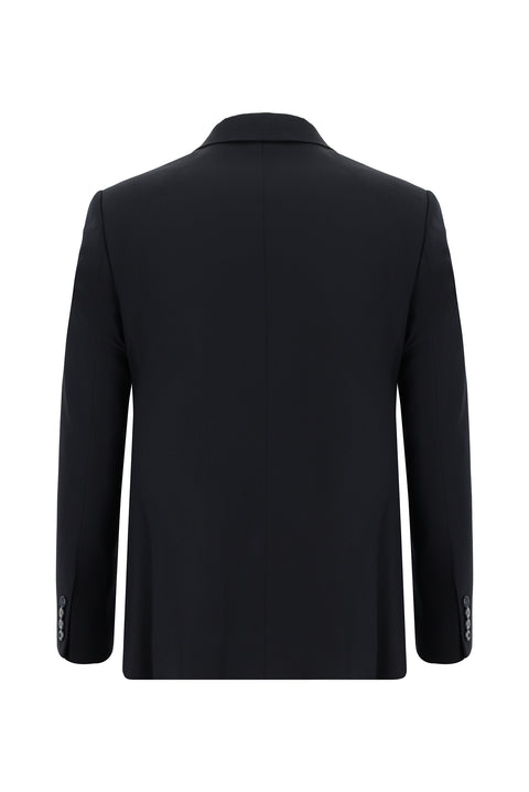 Dark Navy 7 Drop Super Slim Fit Extra Narrow Cut Patterned Double-Breasted Suit
