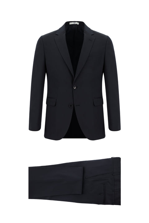 Dark Navy 7 Drop Slim Fit Patterned Suit