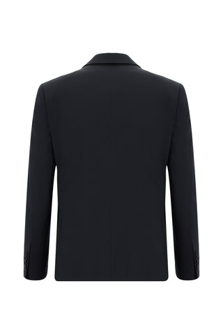  Koyu Lacivert 7 Drop Slim Fit Dar Kesim Desenli Takım Elbise