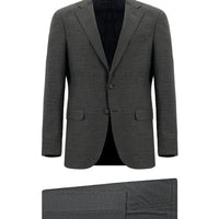 Dark Gray 4-Drop Relaxed Fit Patterned Suit