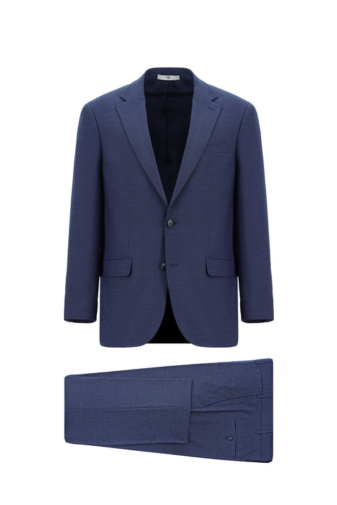 Light Navy Blue 6 Drop Regular Fit Standard Cut Patterned Suit