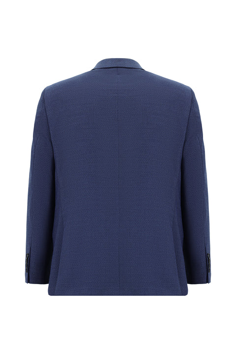 Light Navy Blue 4-Drop Relaxed Fit Patterned Suit