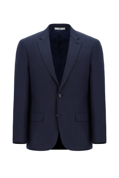 Dark Navy 6 Drop Regular Fit Standard Cut Patterned Suit