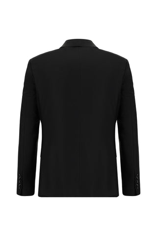  Siyah 7 Drop Slim Fit Dar Kesim Desenli Takım Elbise