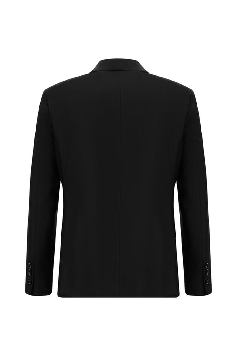 Black 7 Drop Slim Fit Patterned Suit