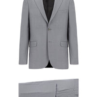 Medium Grey 4 Drop Relaxed Fit Patterned Suit
