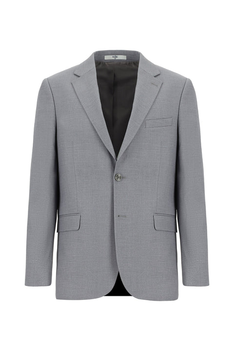 Medium Grey 4 Drop Relaxed Fit Patterned Suit