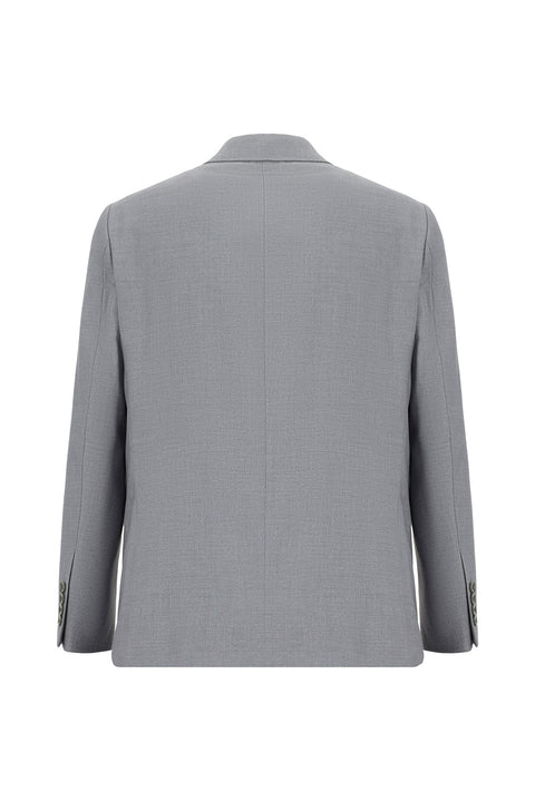 Medium Grey 4 Drop Relaxed Fit Patterned Suit