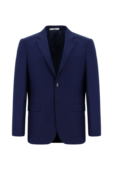 Medium Navy 4-Drop Relaxed Fit Patterned Suit