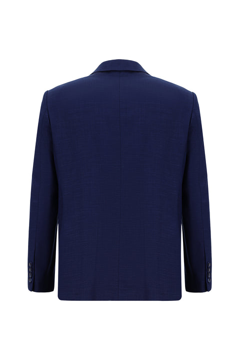 Medium Navy 4-Drop Relaxed Fit Patterned Suit