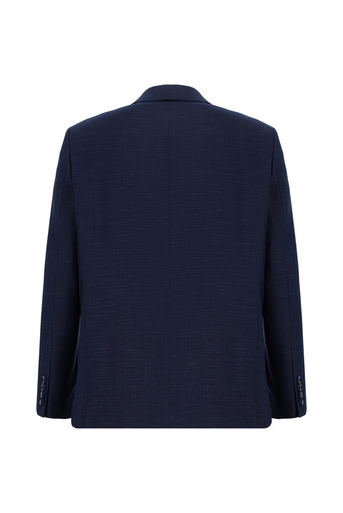 Dark Navy 4-Drop Relaxed Fit Patterned Suit