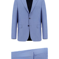 Blue 4-Drop Relaxed Fit Patterned Suit