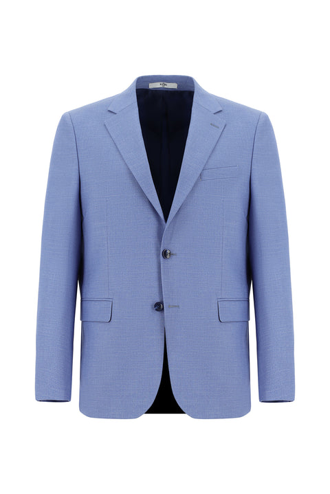 Blue 4-Drop Relaxed Fit Patterned Suit