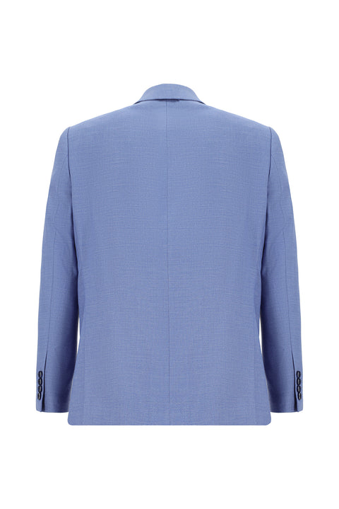Blue 4-Drop Relaxed Fit Patterned Suit