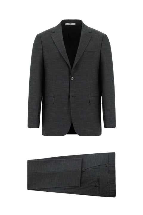 Light Anthracite 4-Drop Relaxed Fit Patterned Suit