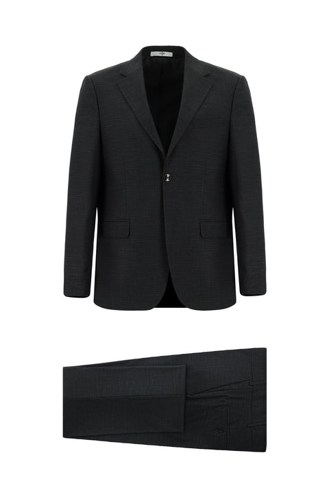 Dark Anthracite 4-Drop Relaxed Fit Patterned Suit
