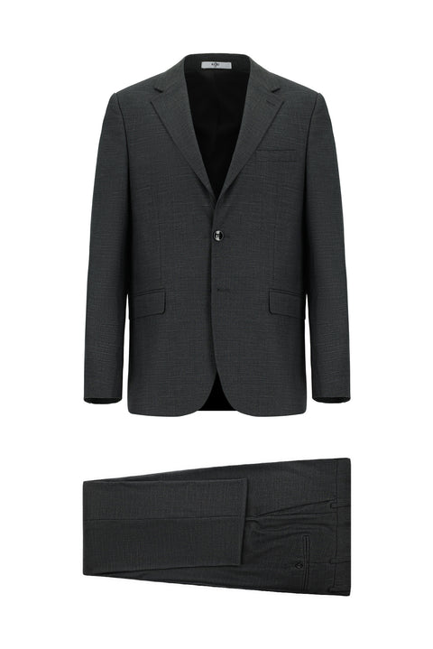 Medium Anthracite 4-Drop Relaxed Fit Patterned Suit
