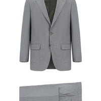 Medium Grey 4 Drop Relaxed Fit Patterned Suit