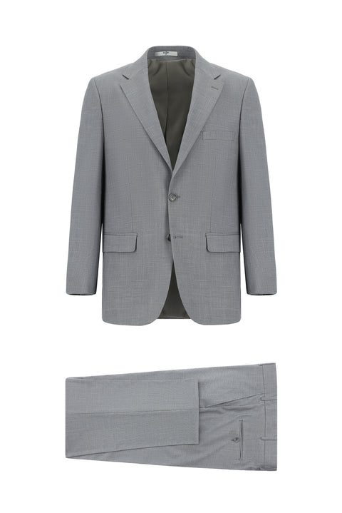 Medium Grey 4 Drop Relaxed Fit Patterned Suit
