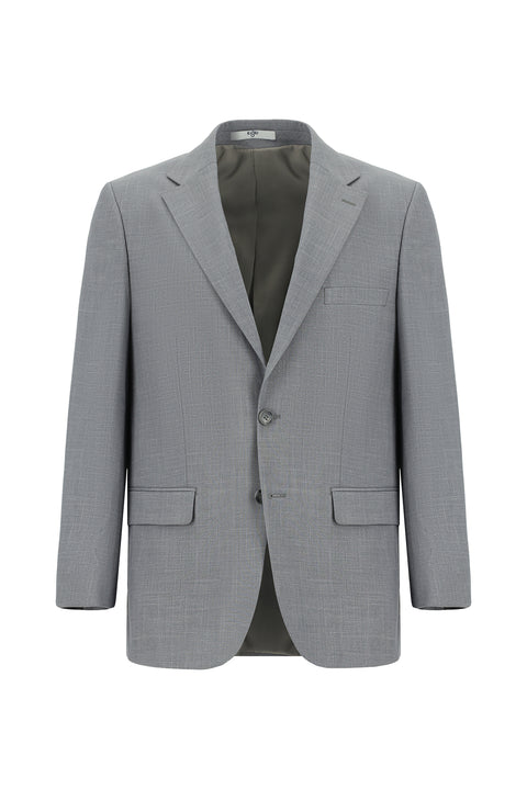 Medium Grey 4 Drop Relaxed Fit Patterned Suit