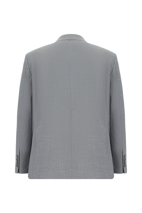 Medium Grey 4 Drop Relaxed Fit Patterned Suit