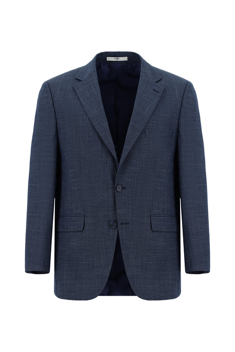 Light Navy Blue 4-Drop Relaxed Fit Patterned Suit