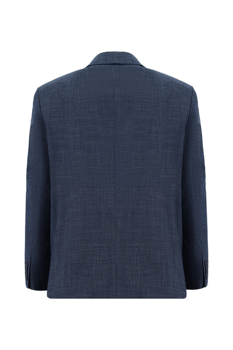 Light Navy Blue 4-Drop Relaxed Fit Patterned Suit